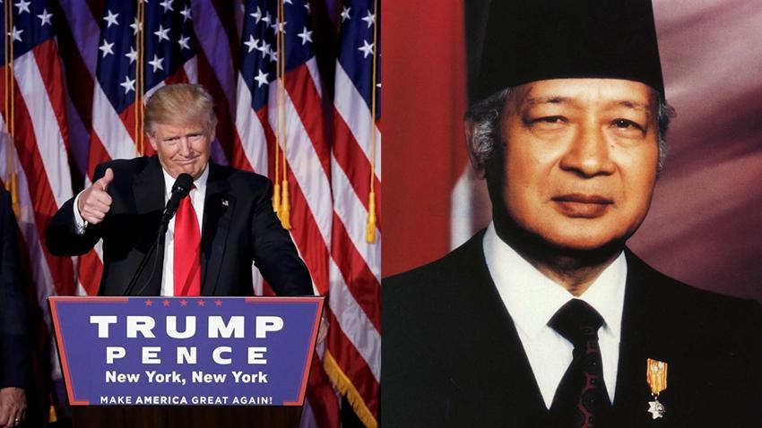 Membandingkan Trump Vs. Suharto, Rezim Kontroversial dan Cabang Bisnis di Negara