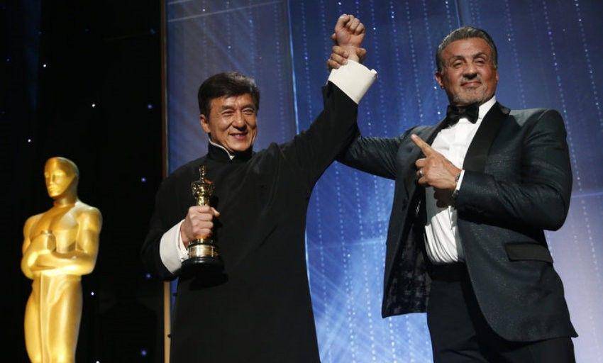 Jackie Chan & Stallone at the Oscars