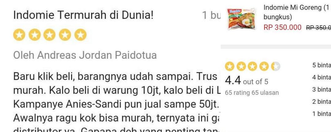 Mie Instan Dihargai 350 Ribu Di LAZADA, 'Testimoni' Netizen Bikin Ngakak Gak Karuan