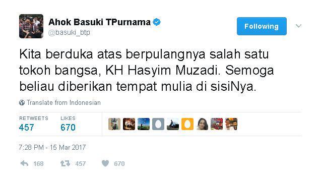 Hasyim Muzadi Meninggal Dunia, Netizen Ucapkan Belasungkawa di Twitter