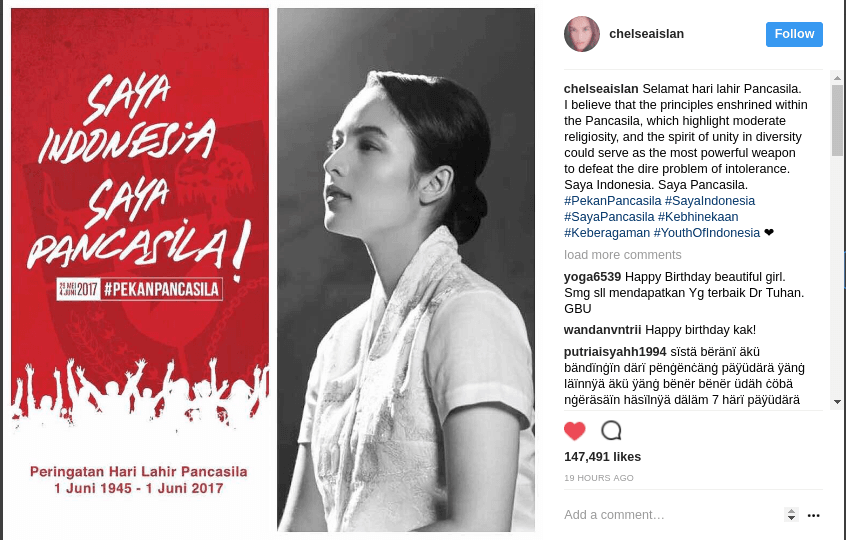 20 Seleb yang Ikut Ramaikan Hari Lahir Pancasila di Instagram
