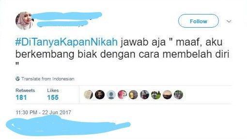 Tagar #DitanyaKapanNikah Jadi Viral, Ini 13 Jawaban Paling Kocak
