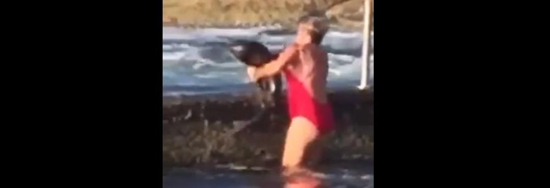 [VIDEO] Perempuan Ini Angkat dan Lempar Hiu ke Laut
