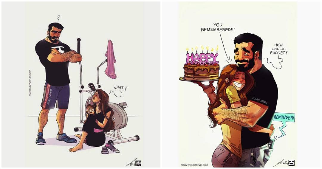 19 Ilustrasi Ini Cuma Bisa Dipahami Suami Istri yang Super Kompak!