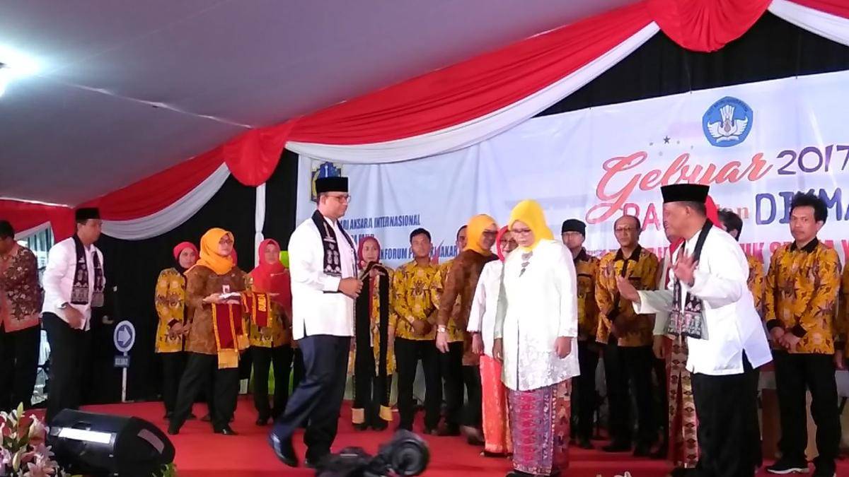 Gubernur Anies Baswedan saat membuka gelaran Gebyar Pendidikan Anak Usia Dini (PAUD) dan Pendidikan Masyarakat (Dikmas) DKI Jakarta Tahun 2017(IDN Times/Helmi Shemi)