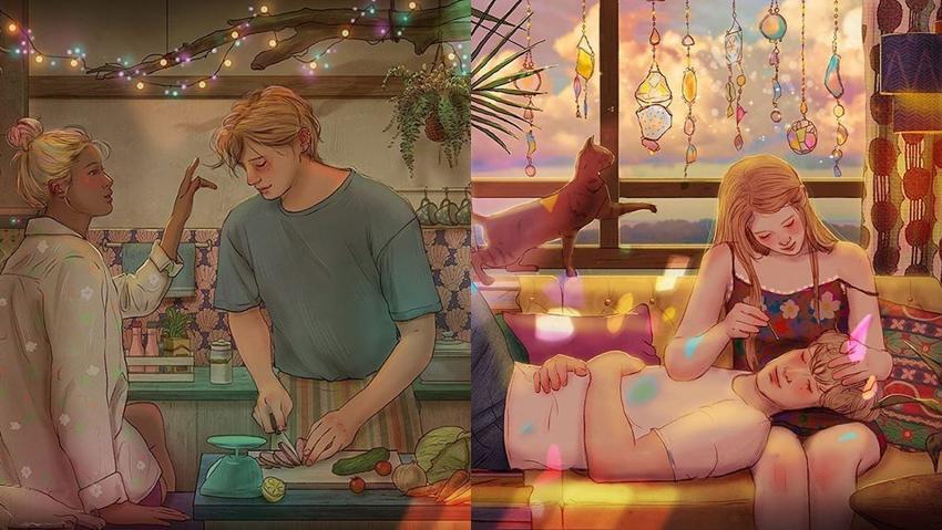 20 Ilustrasi Manis yang Dijamin Bikin Pasangan Baru Nikah Baper