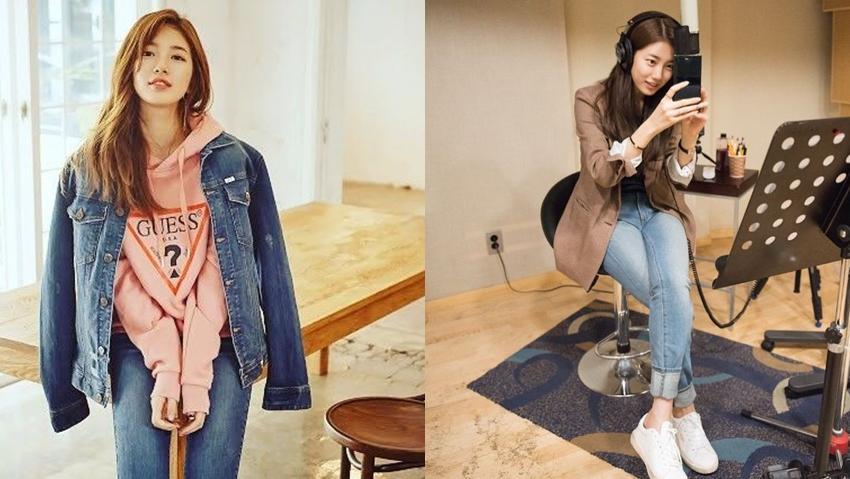10 Ide Padu Padan Pakai Celana Jeans ala Bae Suzy yang Simpel & Kece