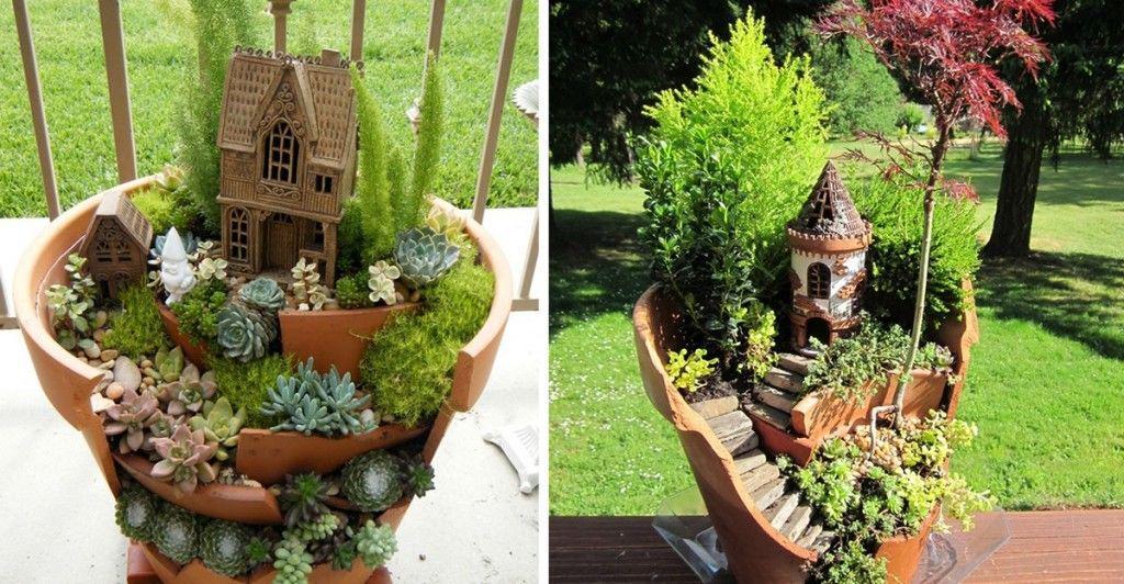13 Desain Mini Garden dari Pot Pecah, Bikin Ruangan Makin Cantik Nih!