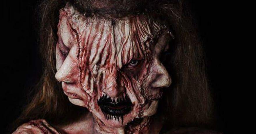 10 Foto Kreatifnya Make Up Bertema Bipolar, Bikin Merinding!