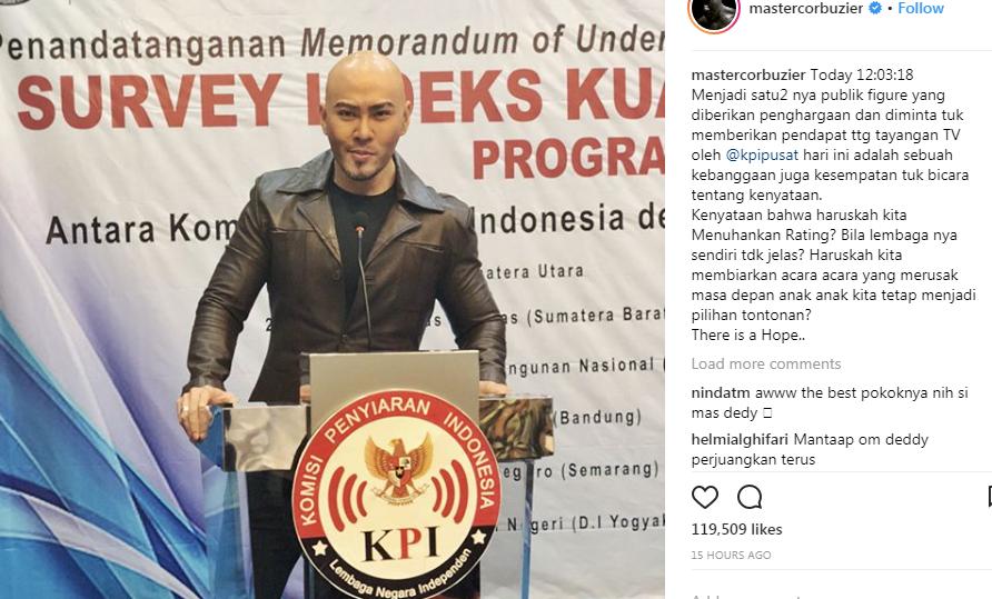 Deddy Corbuzier Diganjar Penghargaan KPI Soal Anti Tayangan Alay