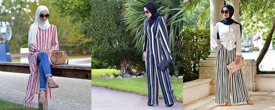 10 Inspirasi OOTD Striped Look Ala Hijabers Dunia, Shah Hatun
