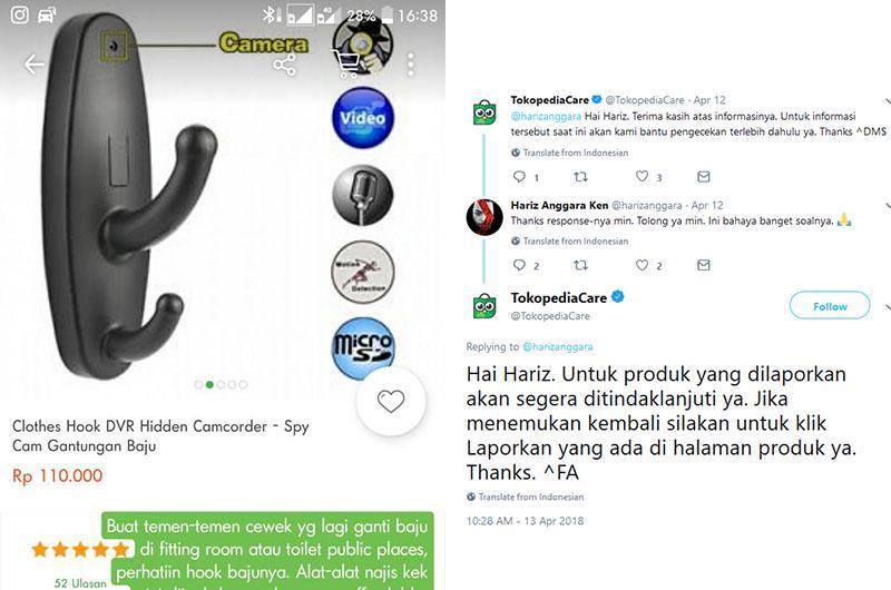 Viral! Gantungan Baju Pengintip Ruang Ganti Dijual di Tokopedia