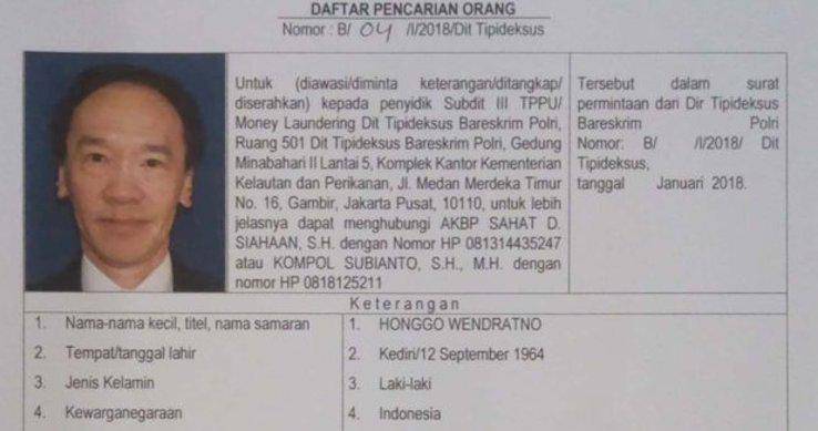 DPO. Honggo Wendratno masuk DPO Polri. Foto dokumentasi Rappler