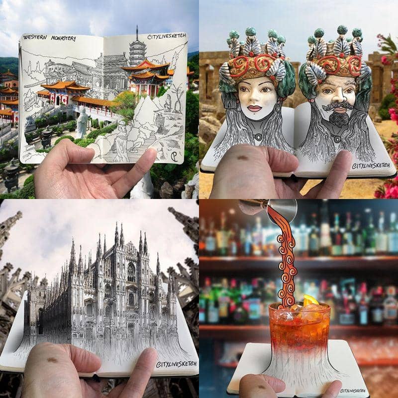 Keren Banget, 14 Foto yang Dikombinasikan dengan Sketsa Bikin Melongo!