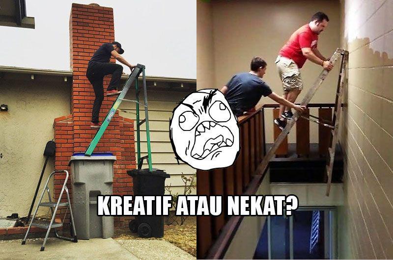 Kreatif atau Nekat? 15 Penggunaan Tangga Ini Maksa & Menantang Maut
