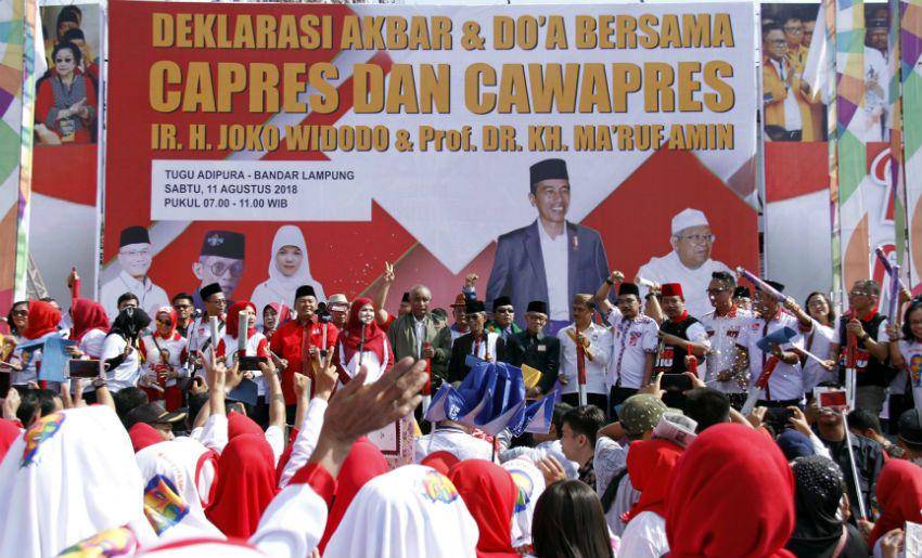 Relawan Joko Widodo-Ma'ruf Amin (ANTARA FOTO/ARDIANSYAH)