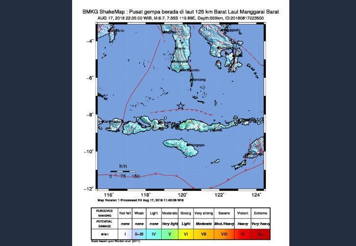 Gempa Lombok 7,0 SR Terasa Hingga Bali