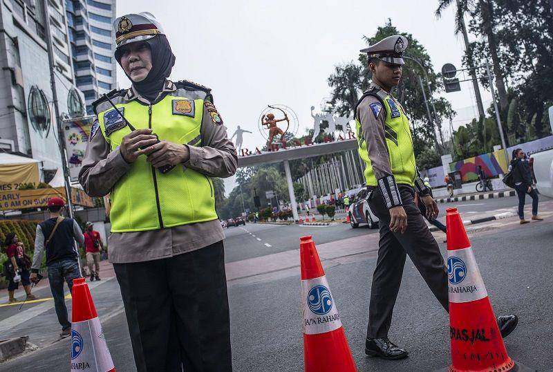 (Penutupan area Gelora Bung Karno) ANTARA FOTO/Aprillio Akbar