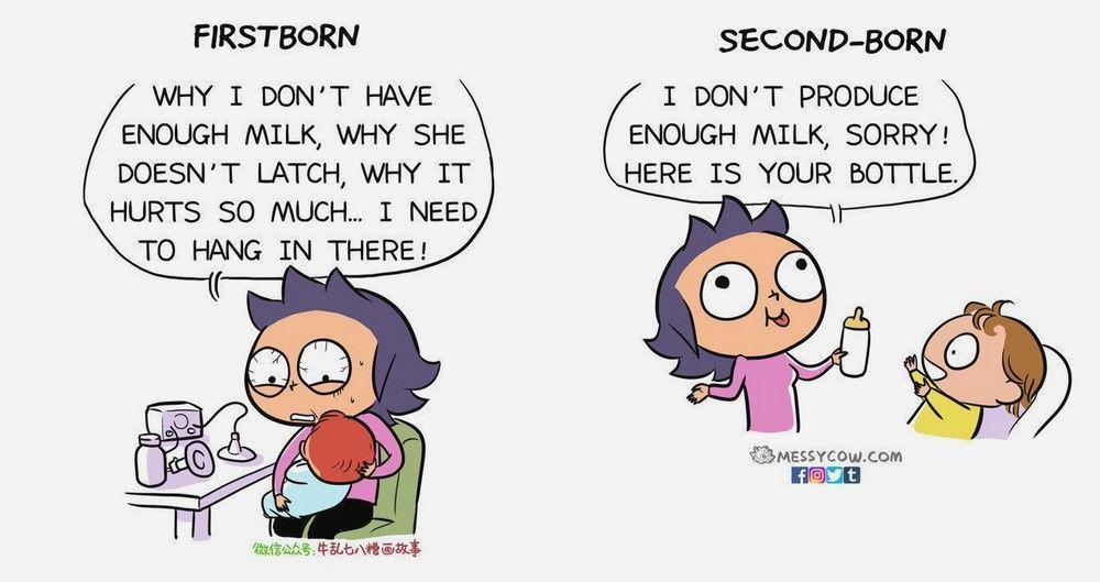10 Ilustrasi Lucu Bedanya Sikap Ibu di Kelahiran Pertama dan Kedua