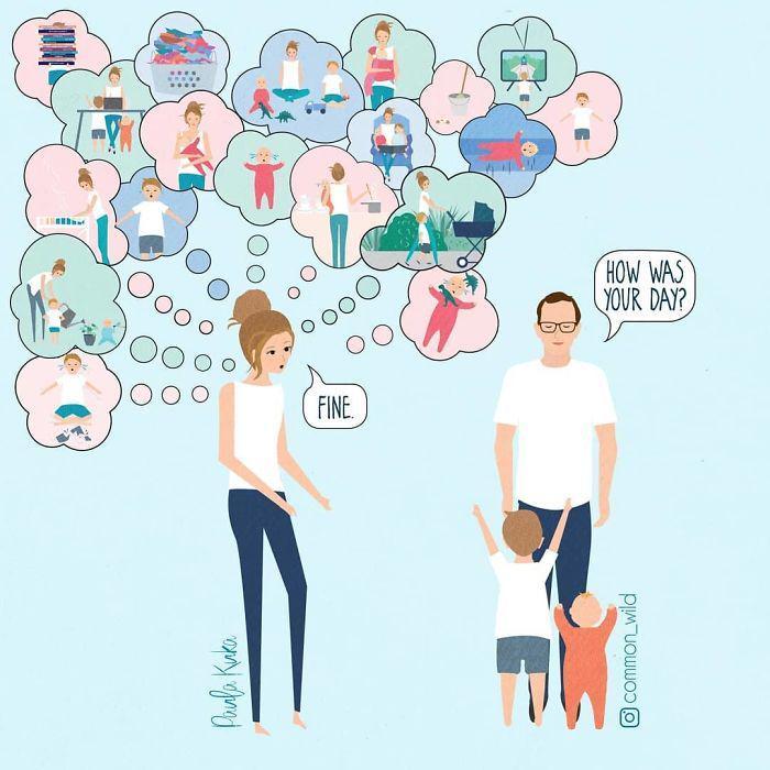 15 Ilustrasi Keseharian Bunda Ngasuh Anak yang Bikin Gregetan