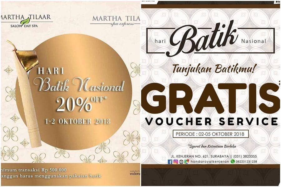Banjir Diskon di Hari Batik Nasional, dari 20 Persen sampai Gratis!