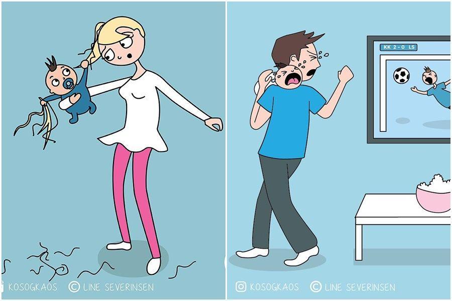 15 Ilustrasi Serunya Punya Bayi Bagi Pasangan Muda