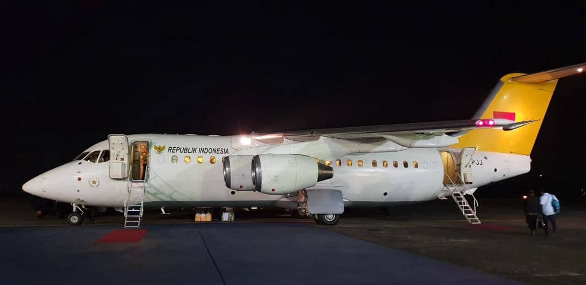 (Pesawat kepresidenan yang akan membawa rombongan Wapres ke Palu) Istimewa