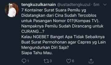 Ketua Progres 98 Sebut Tengku Zulkarnain Sebar Hoaks Surat Suara