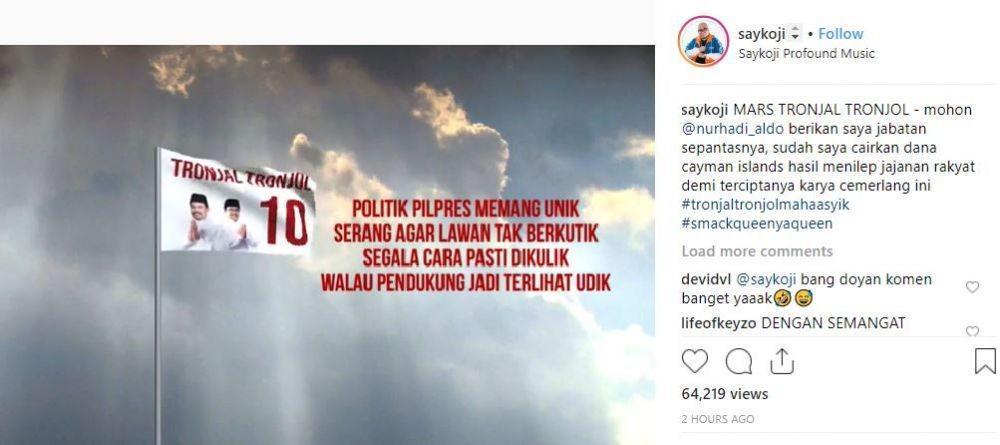 Ciptakan Mars Tronjal-Tronjol, Saykoji Jadi Menteri Penerangan Dildo
