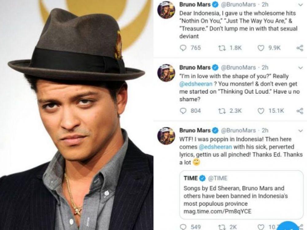 Bruno Mars Marah-marah di Twitter Gara-gara Lagunya Dibatasi di Jabar