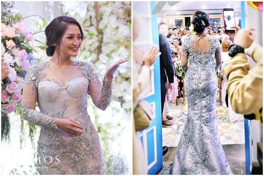 8 Inspirasi Kebaya Pertunangan Siti Badriah yang Menawan dalam Silver