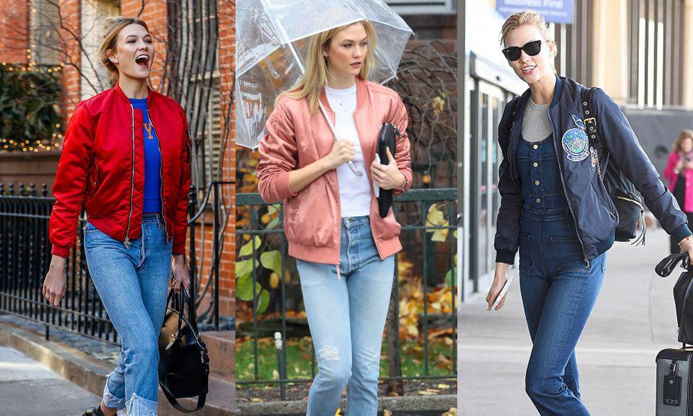 8 Gaya Kasual Karlie Kloss dengan Jaket Bomber, Bisa Dicontek Nih!