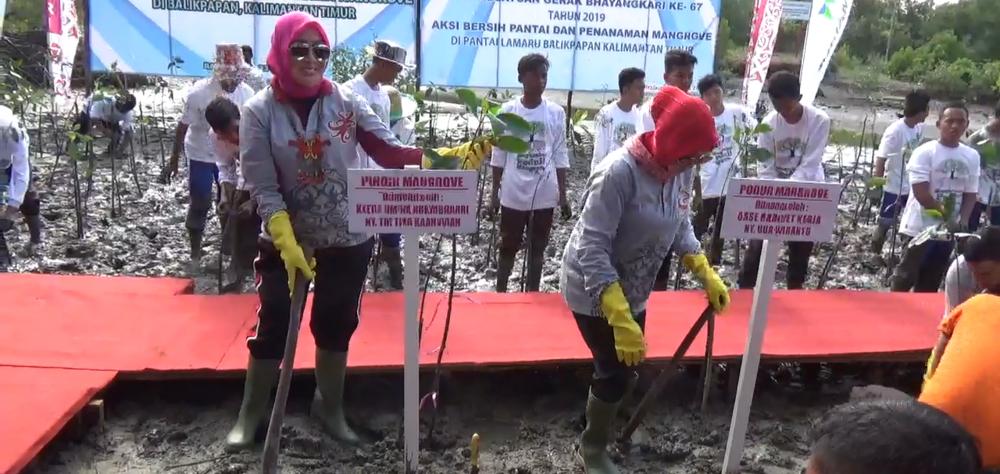 WASI Tanam Mangrove dan Bersihkan Sampah Plastik di Pantai Lamaru