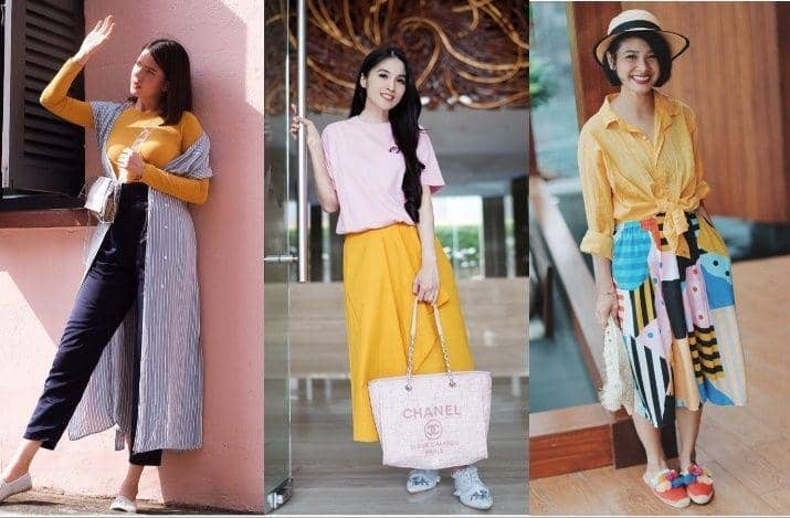 10 Ide Mix & Match Outfit Kuning ala Seleb Mom Indonesia, Cetar!