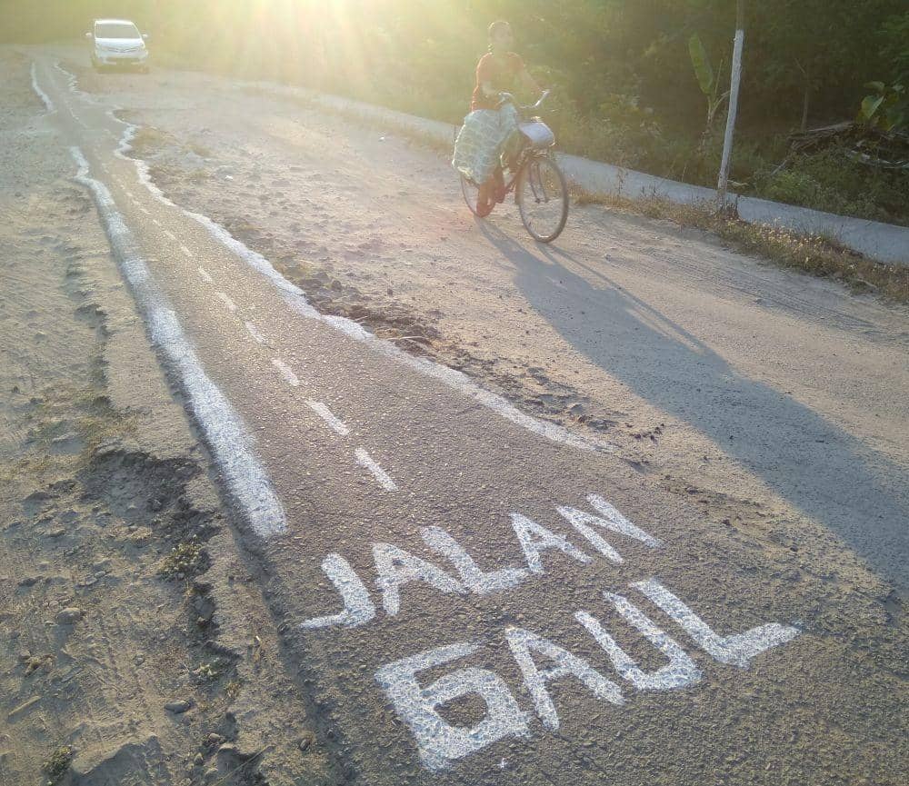 Tak Kunjung Diperbaiki, Warga "Hias" Jalan Madiun-Bojonegoro
