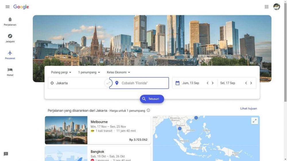 Layanan Google Flight (googleflight.com)