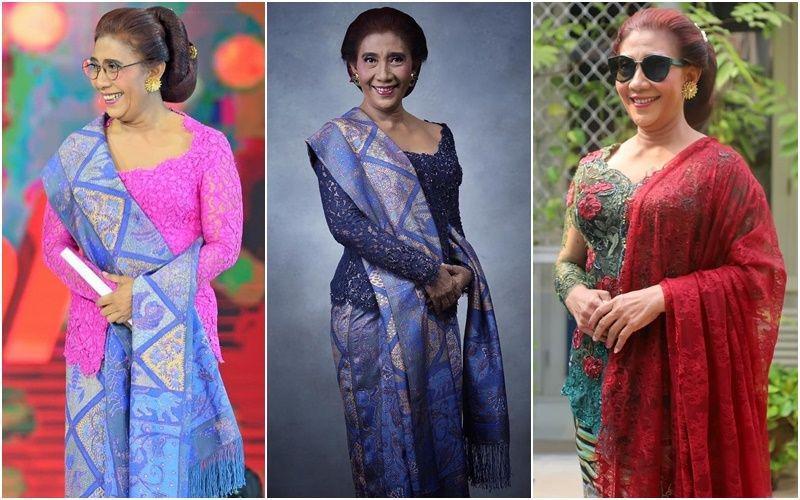 6 Inspirasi Kebaya Susi Pudjiastuti, Aksen Menarik dengan Selendang