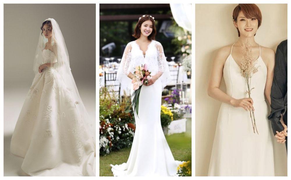 Inspirasi Gaun Pengantin ala Selebriti Korea yang Modern, Putih Elegan