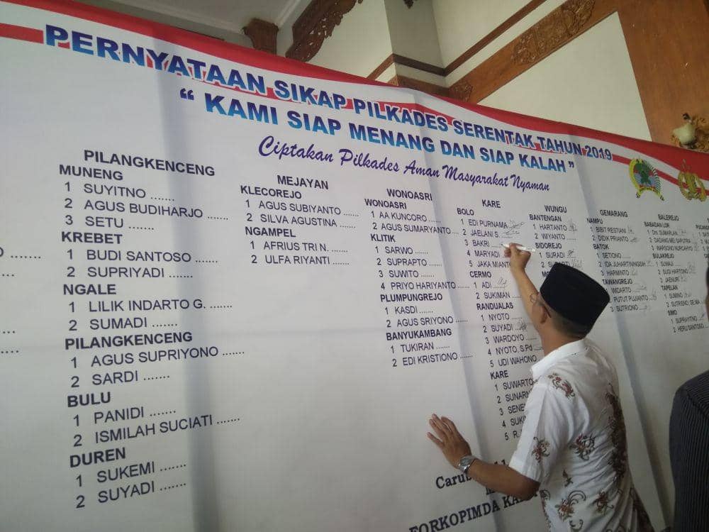 Pilkades Serentak, 154 Cakades di Madiun Teken Pernyataan Sikap
