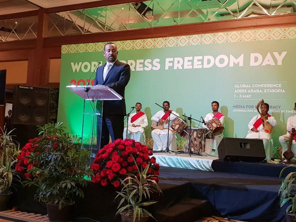 Perdana Menteri Ethiopia, Abiy Ahmed, ketika membuka konferensi World Press Freedom Day di Addis Ababa, Ethiopia, pada 1 Mei 2019. IDN Times/Uni Lubis