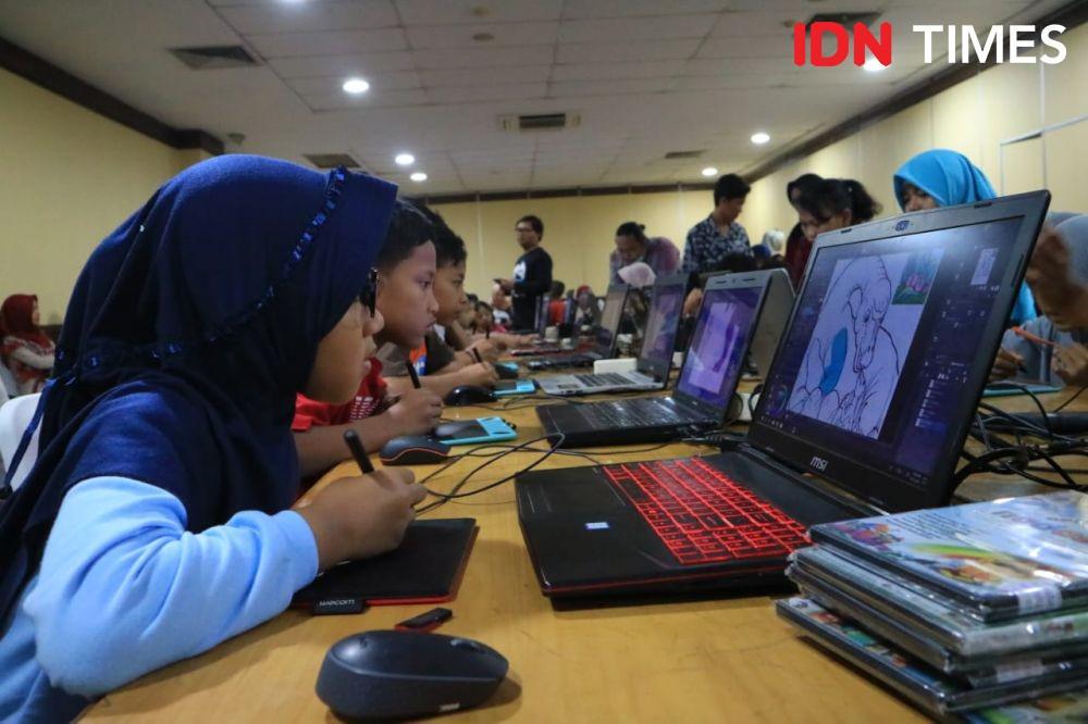Asyiknya Anak-anak Belajar Menggambar Animasi di Animpiade 2019