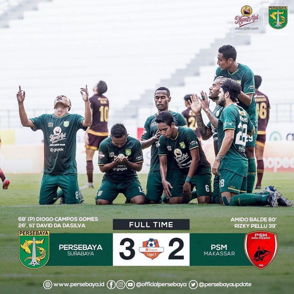 Sudahi Puasa Kemenangan, Persebaya Tekuk PSM 3-2 di Batakan