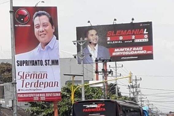 Baliho bakal calon bupati Sleman Supriyanto berdampingan dengan baliho Mumtaz Rais. IDN Times/Istimewa