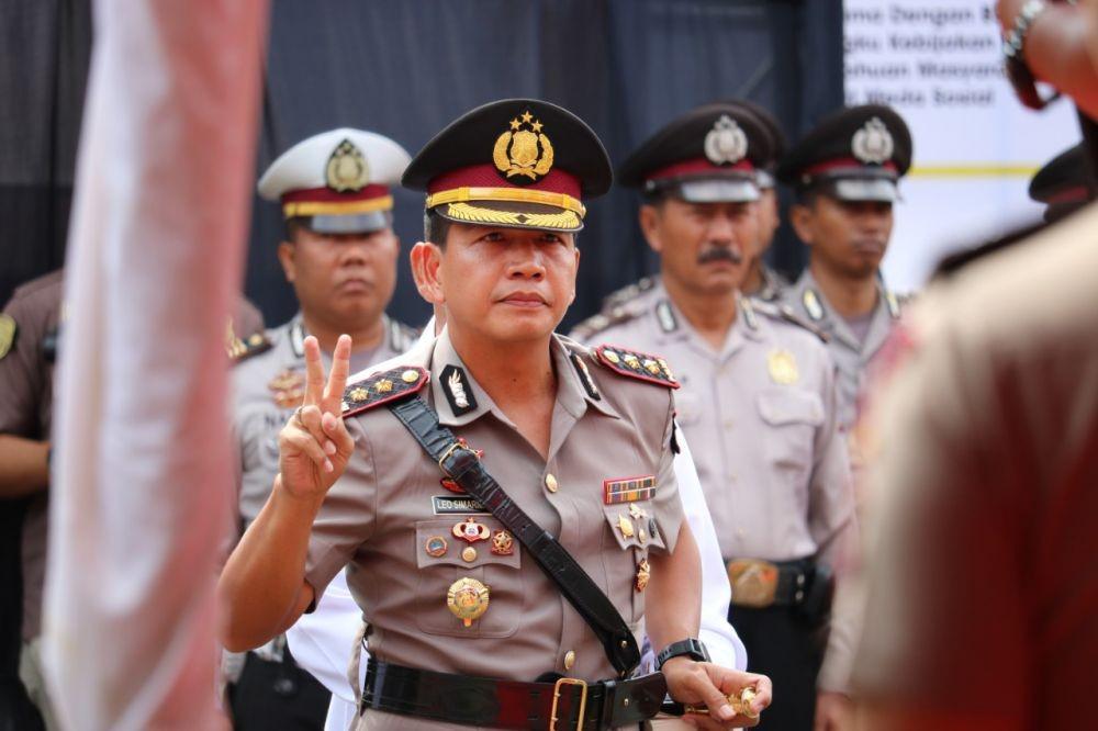 Kapolresta Malang Kota yang baru, AKBP Leonardus Simarmata saat serah terima jabatan, Kamis (28/11/2019). Dok Humas Polresta Malang Kota