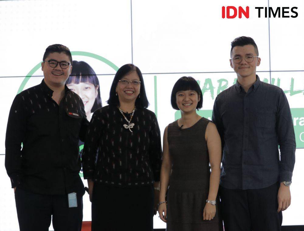 Catherine Hindra Sutjahyo (Chief Food Officer, Gojek Group) dalam acara Suara Millenial di kantor HQ IDN Media pada tanggal 28 November 2019 (IDN Times/Arief Kharisma Putra)