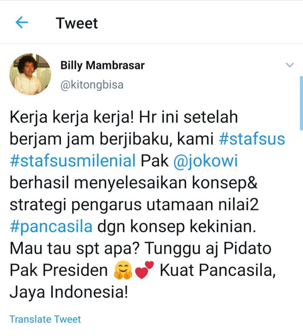 Stafsus Millennial Presiden Bicara Pancasila, Malah Kena Nyinyiran!