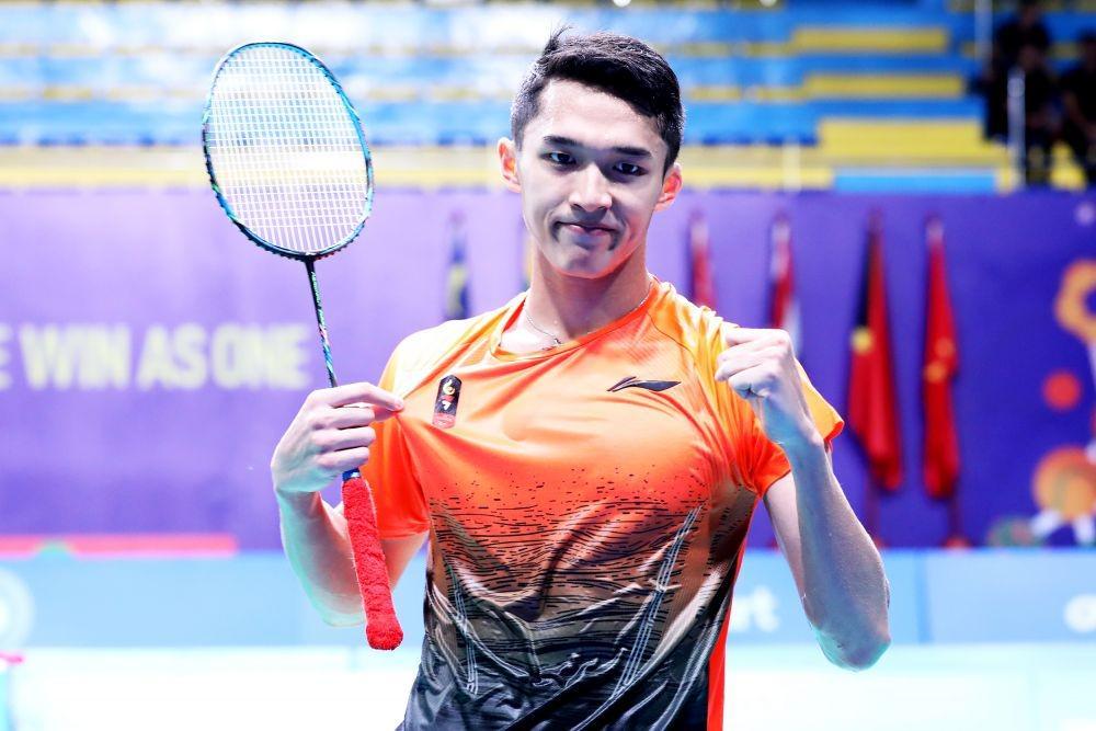 Jonatan Chirstie sumbang poin pertama bagi Indonesia di babak final beregu putra bulu tangkis SEA Games 2019 (IDN Times/PBSI)