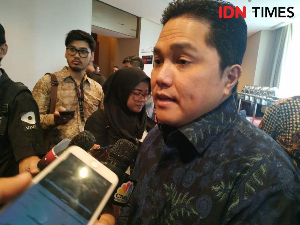 Erick Thohir saat memberikan keterangan (IDN Times/Auriga Agustina)