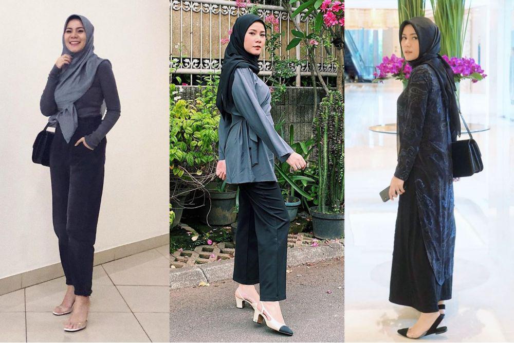 10 Ide OOTD Hijab Monokrom ala Cynthia Ramlan, Stylish Abis!