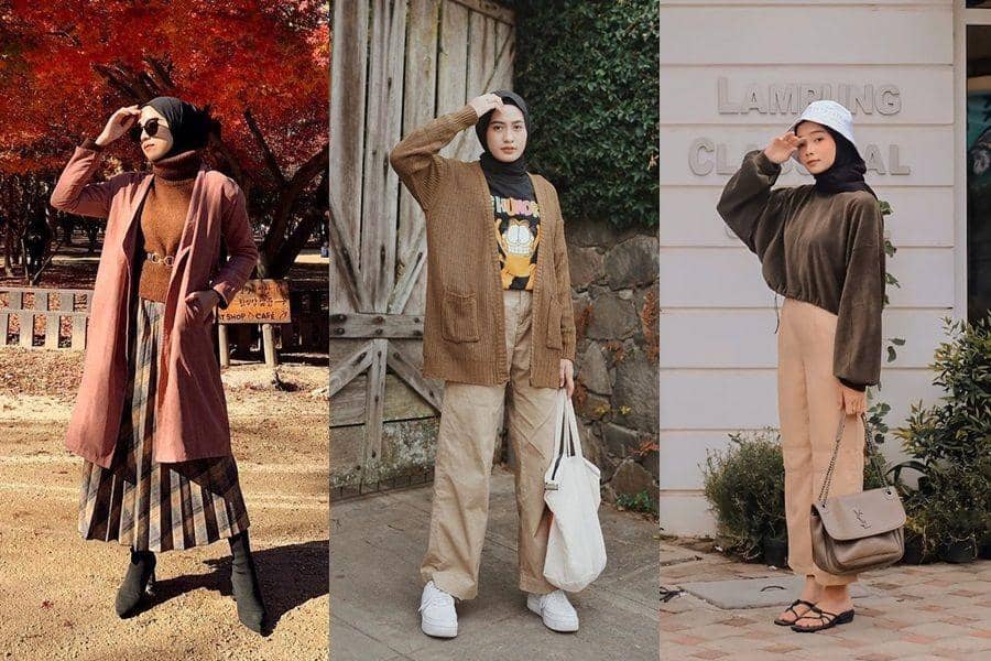 10 Ide Gaya Hijab Bertema Earth Tone, Daily Look Simple nan Klasik